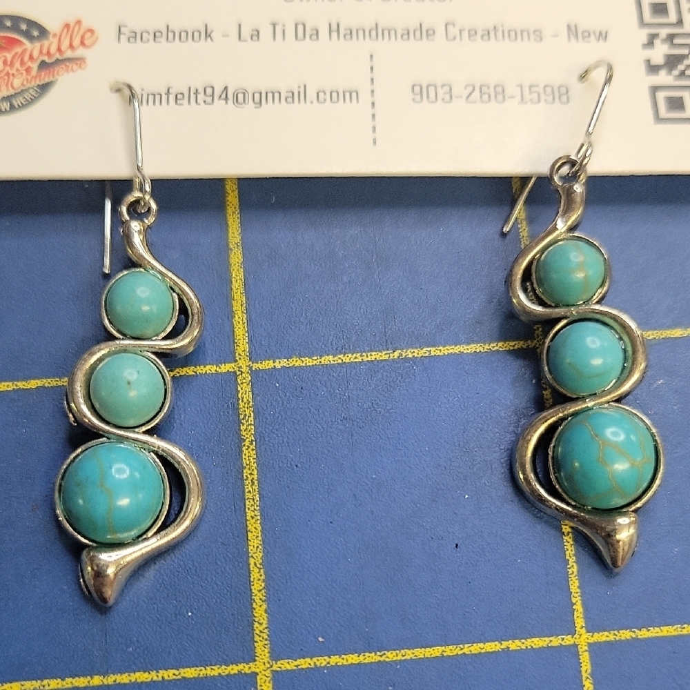 Turquoise Faux 1.5" Dangle Earrings